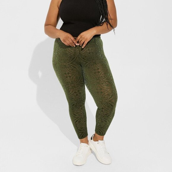 ❤️NWT VINTAGE TORRID LEGGING - FLORAL BURNOUT VELVET - MACHINE WASH - PLUS SIZE - Picture 1 of 8